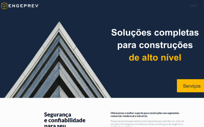 Site criado pela Metricon para a Engeprev, empresa de proteção passiva contra fogo