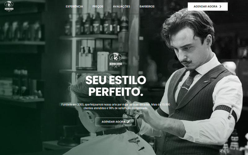 Modelo de site criado pela Metricon para barbearias – BarberX