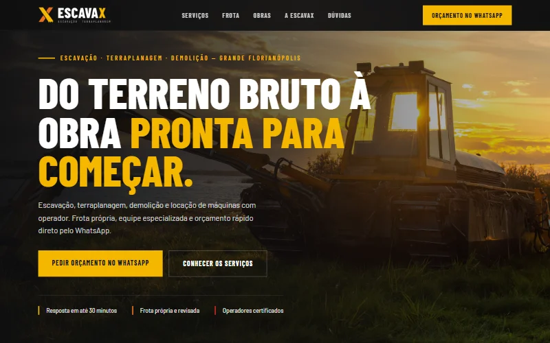 Modelo de site criado pela Metricon para escavação e terraplanagem – EscavaX