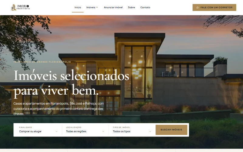 Modelo de site criado pela Metricon para imobiliárias – Imobix