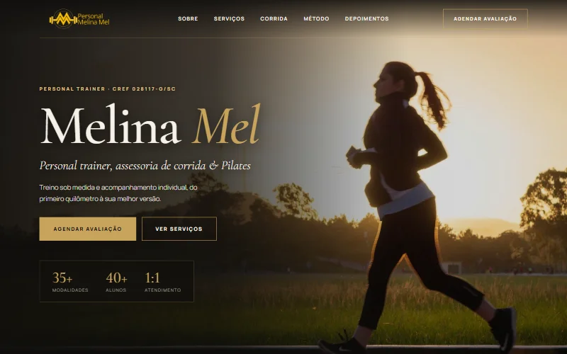 Site criado pela Metricon para personal trainer – Personal Melina Mel